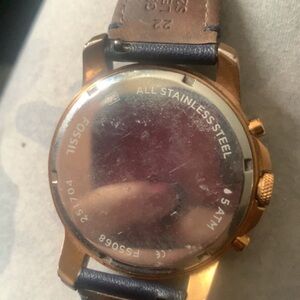 Fossil Gold Watch with Brown Leather Strap